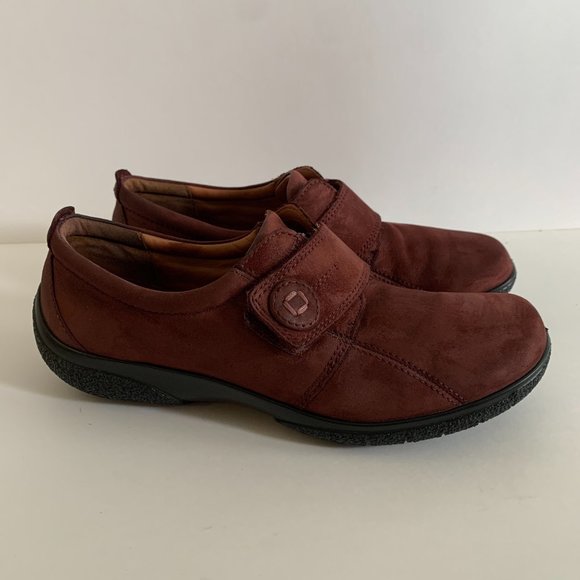 Hotter Comfort Concept Slip On Adjustable Loafer Shoes Red Suede Womens Size 7.5 - Picture 3 of 10
